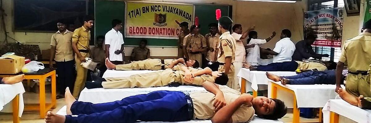 NCC cadets donate blood in Vijayawada