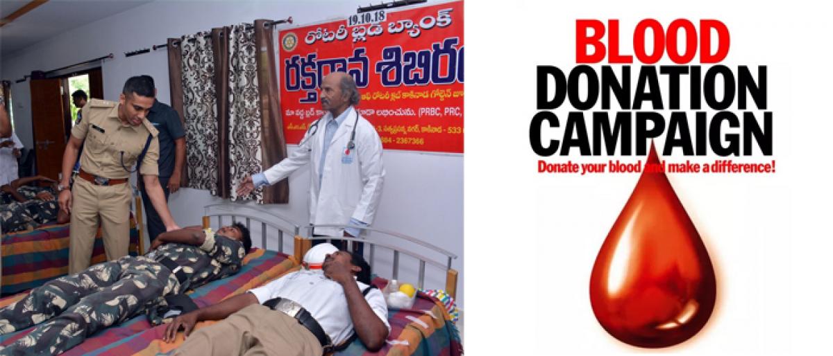 Cops organise blood donation camp in Kakinada