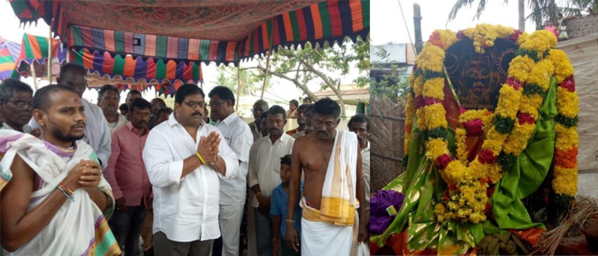 MLA Janardhana Rao participates in Boddurayi installation at Swarnandhra Pattapupalem of Madanuru village