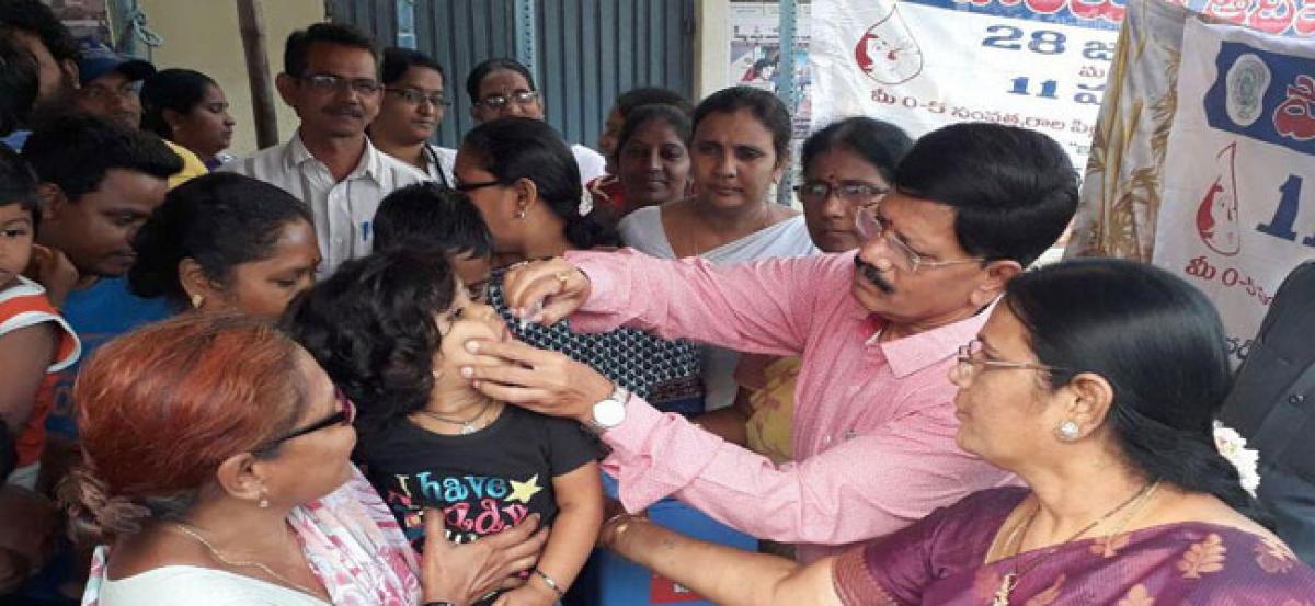 Polio drops administered to kids