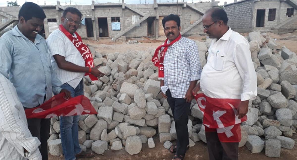 CPI leader finds 2BHK houses are of bad quality in Mahbubnagar