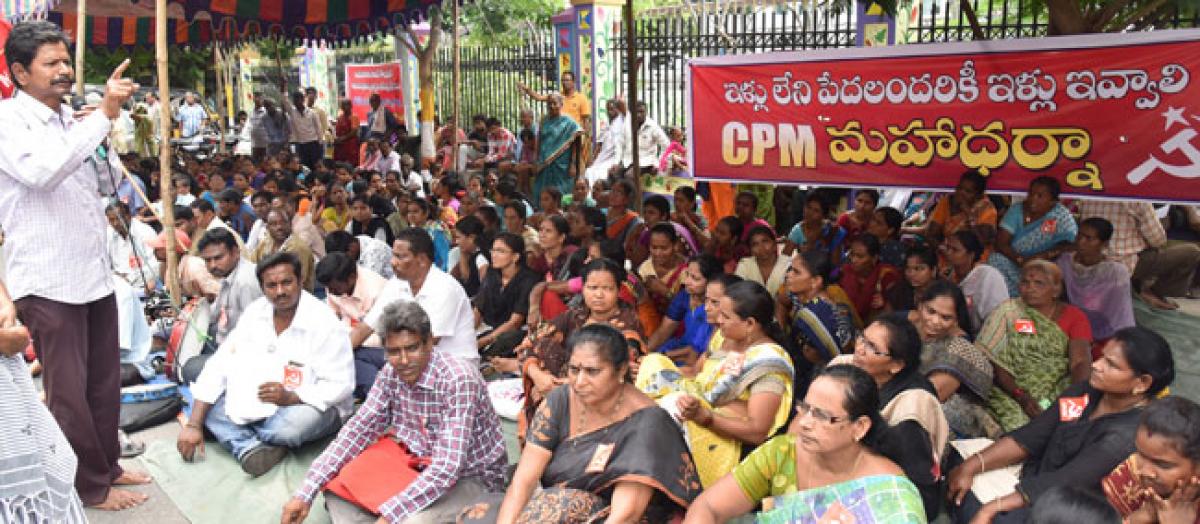 CPM stages dharna demanding houses for poor