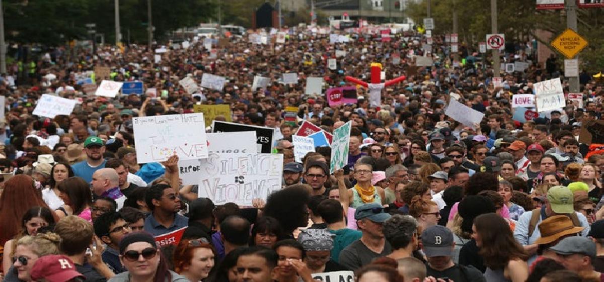 Thousands march in Boston one week after Charlottesville