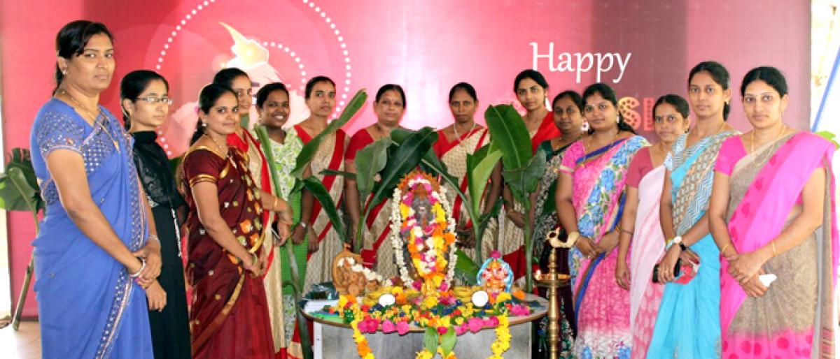Chavithi celebrations held in advance at Bhashyam in Guntur