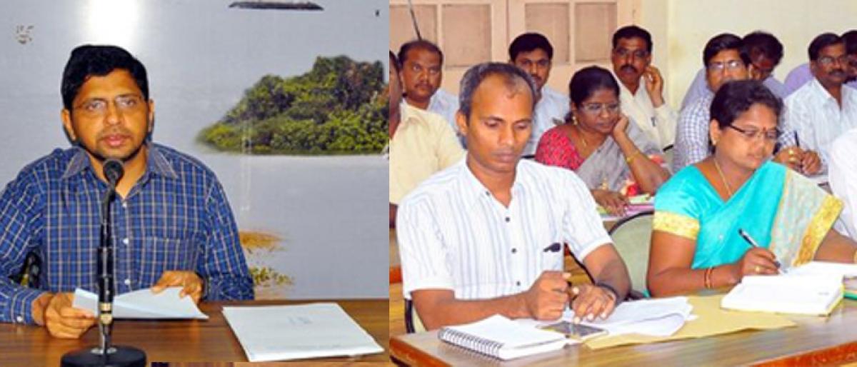 Collector K Bhaskar warns Extension Officers of stopping Salaries