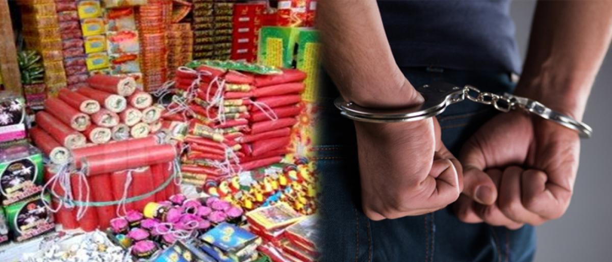 Shopkeeper held for storing firecrackers without permission