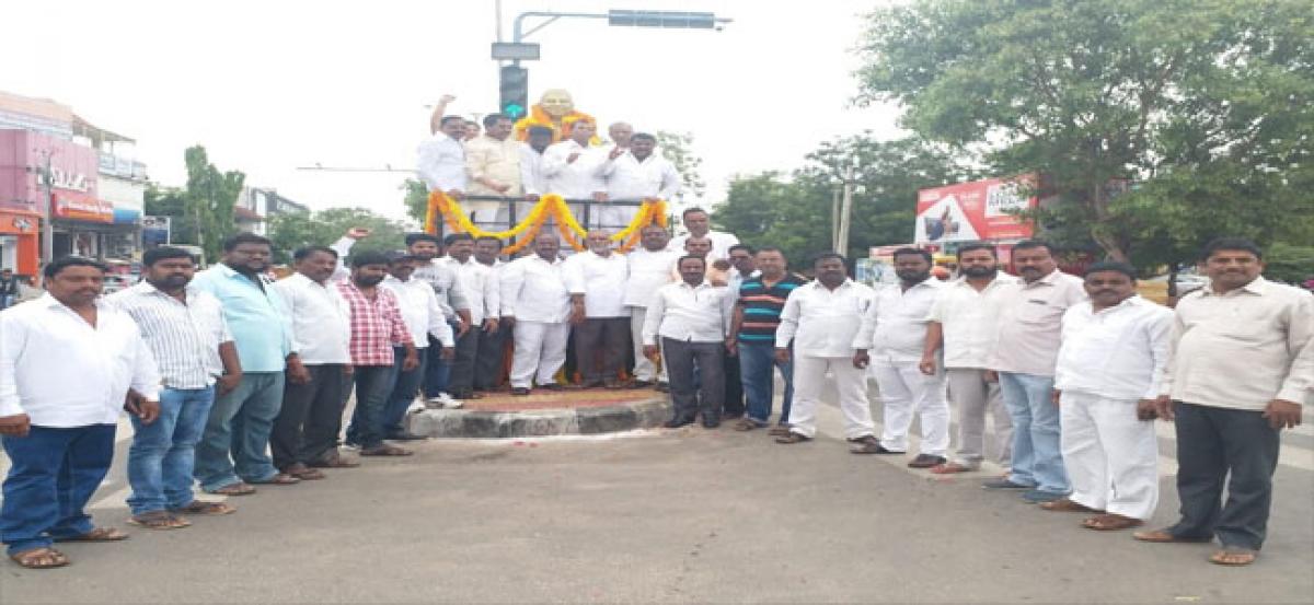 Floral tributes to Babu Jagjivan Ram death anniversary at Neredmet