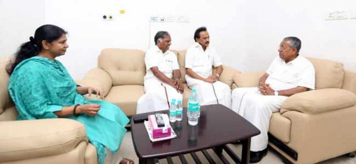 Kalaignar fighter by birth itself: Kerala CM meets Karunanidhi in hospital