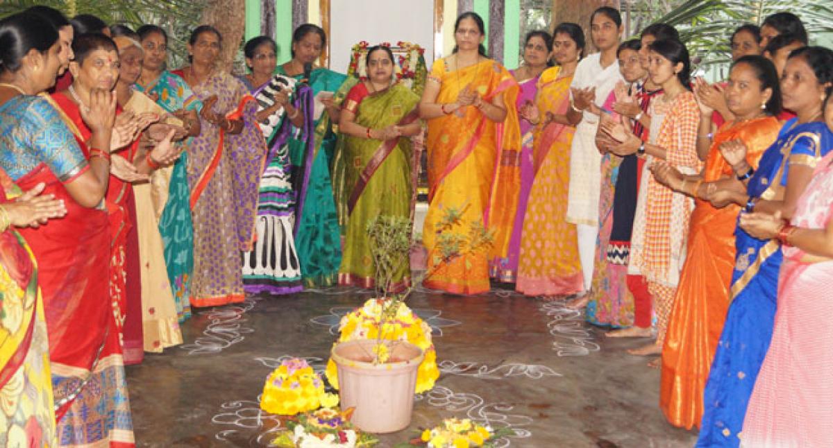 Singareni Collieries Company Limited women employees celebrate Bathukamma