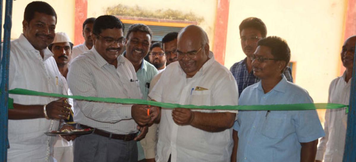 Joint Collector K Venkateswalu inaugurates rice godown