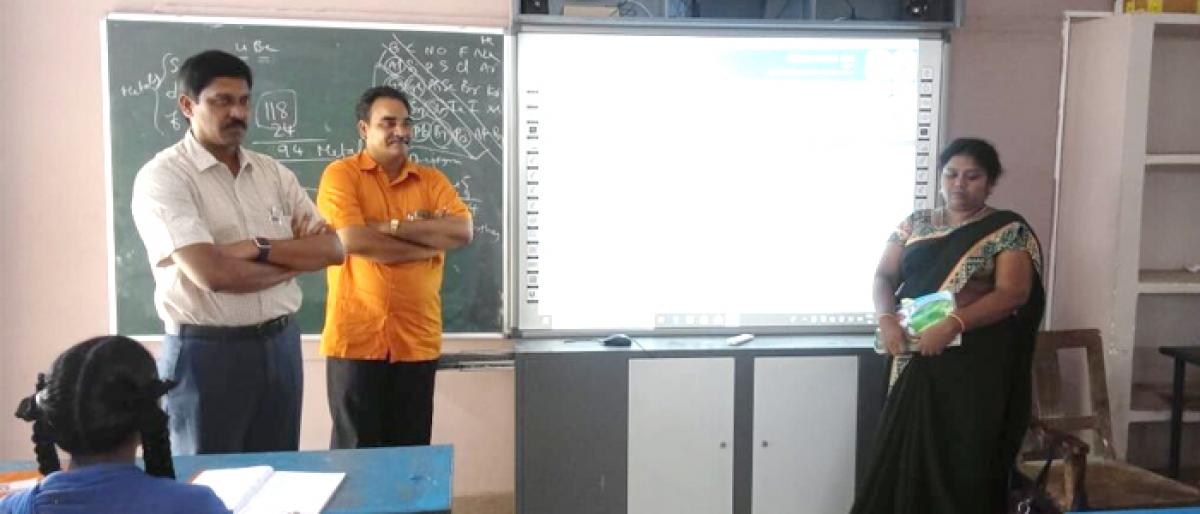 Commissioner K Ramesh inspects digital classrooms in Kakinada