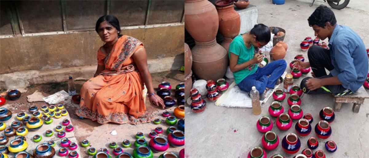 Waiting for revellers to light their diyas...