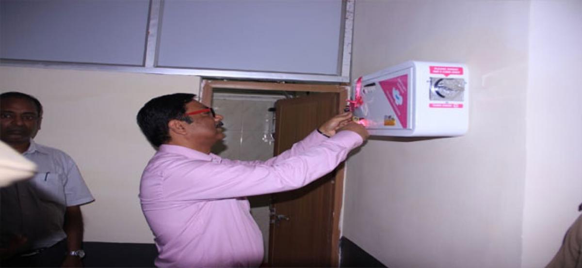 Restroom with sanitary napkin vending machine inaugurated