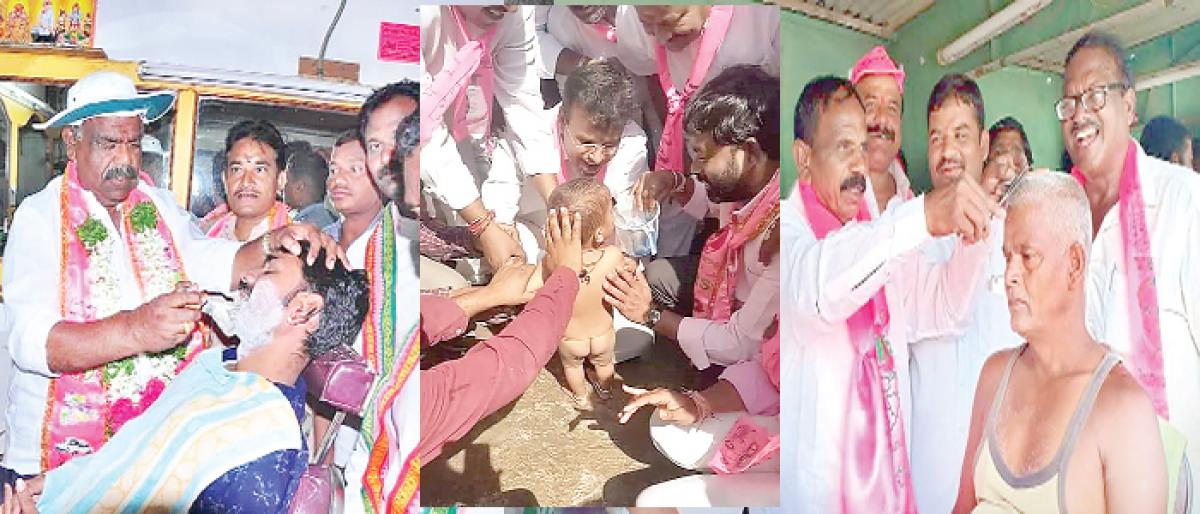 TRS ishtyle: Contestants lap up odd chores to gain voters trust