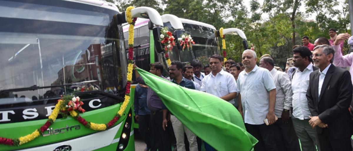 Electric buses launched in Hyderabad