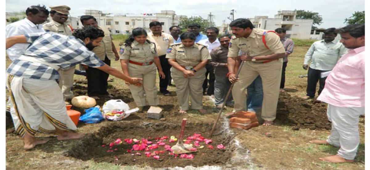 SP T Annapurna lays foundation stone for function hall
