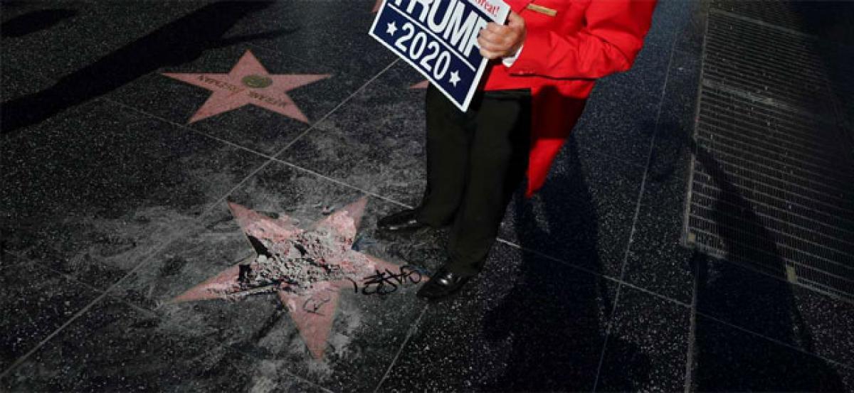 Vandal destroys Donald Trumps Hollywood Walk Of Fame star