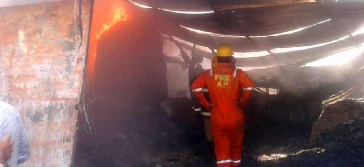 Fire engulfs Chappal Manufacturing unit in Hyderabad