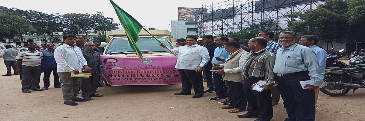 Christmas gifts vehicle flagged off