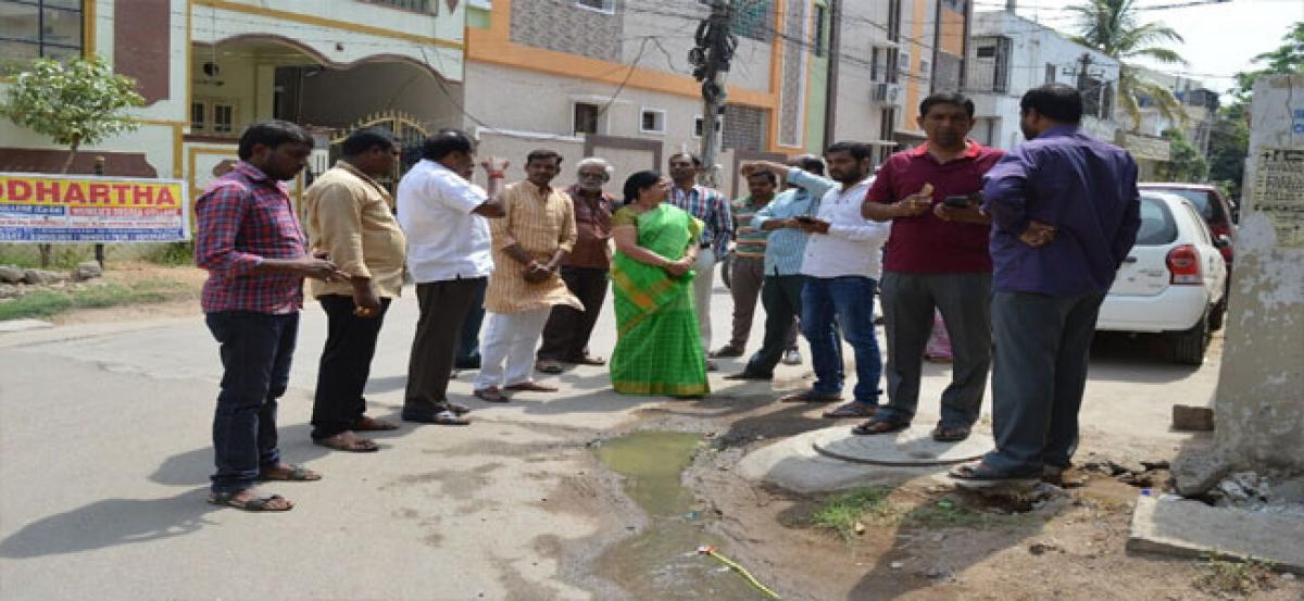 Corporator inspects drainage works