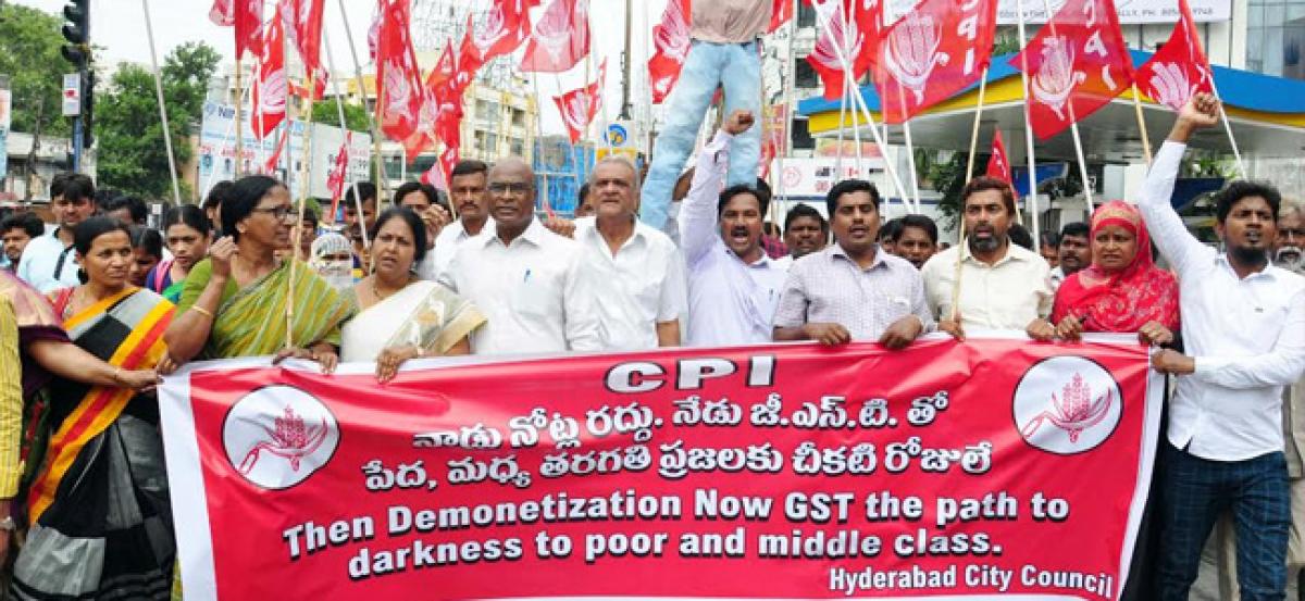 CPI activists hold demonstration against GST