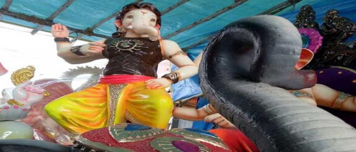 Vendors pitch Baahubali Ganesh this season