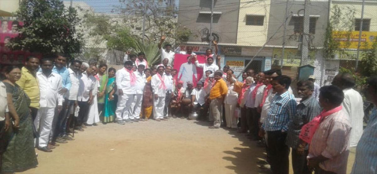 Palabhishekam for KCR’s portrait