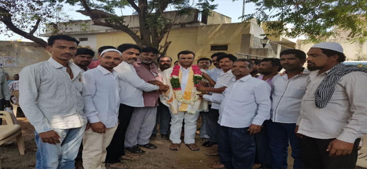 Party workers greet MLA on Ugadi