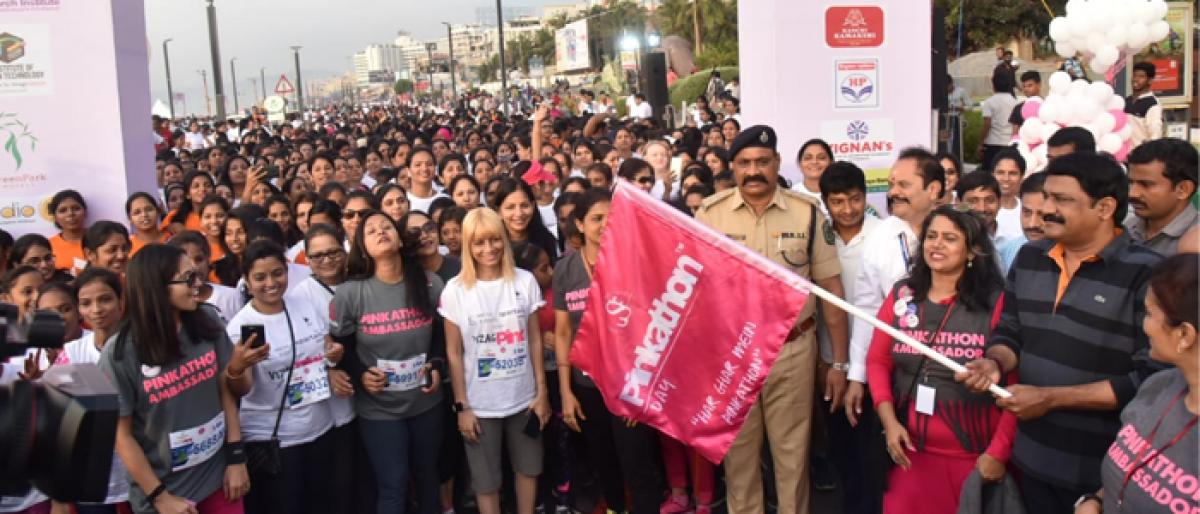 HRD minister Ganta Srinivasa Rao flagged off 4th edition of Vizag going Pink