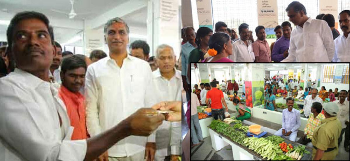 Harish Rao lays foundation stone for modern Rythu Bazar