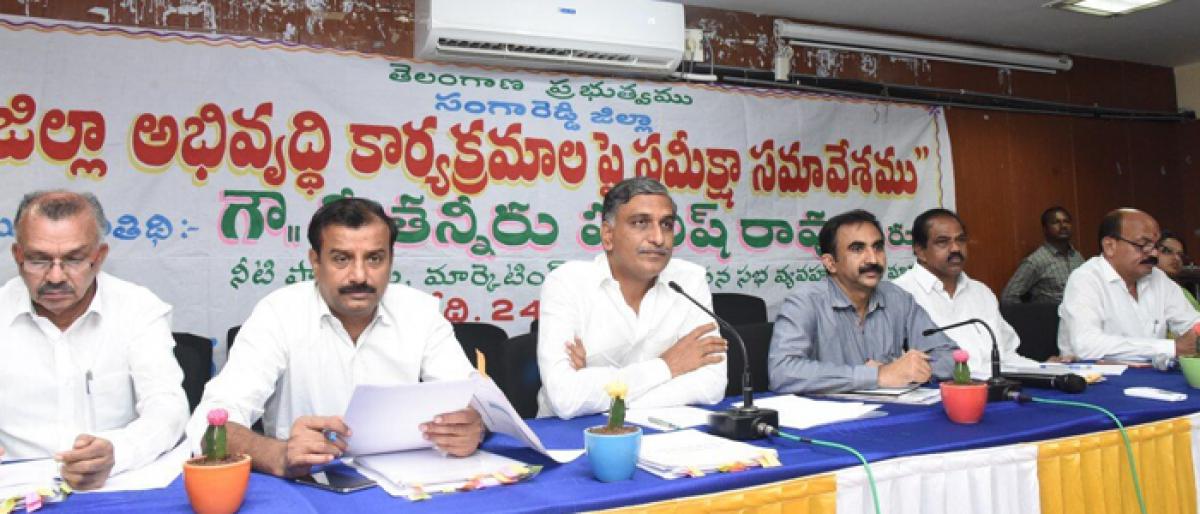 Minister T Harish Rao asks officials to step up pace of Mission Bhagiradha works