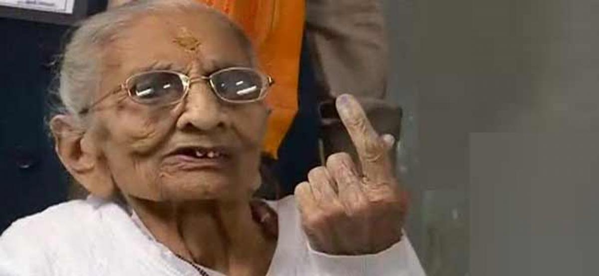 Gujarat polls: PM Modis mother casts vote
