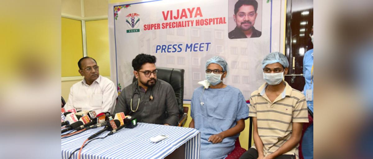 Successful rare kidney transplant done on 2 youth at Vijaya Super Specialty Hospital by Nephrologist Sarath Babu