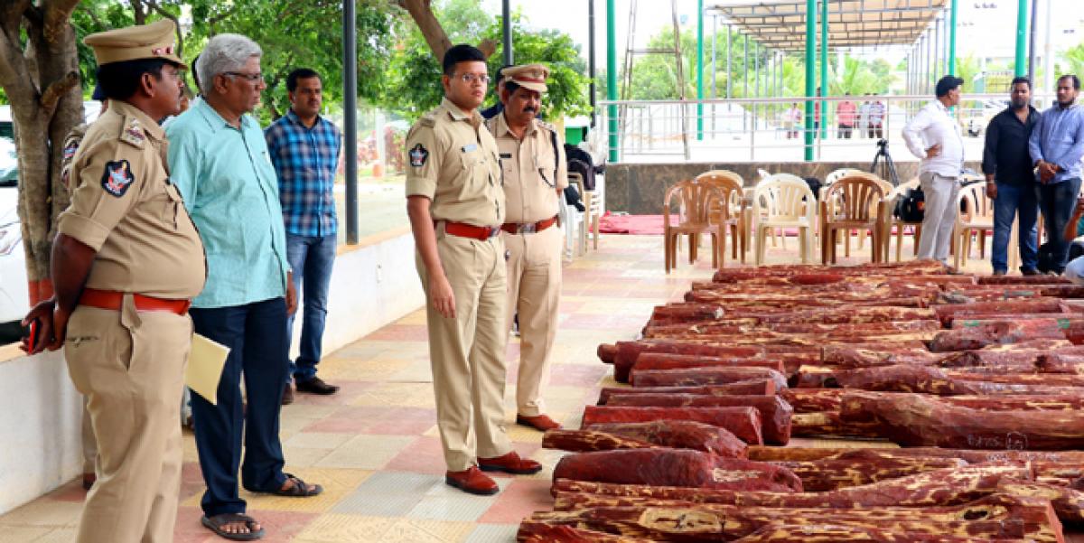 Tirupati police seize 98 red sanders logs