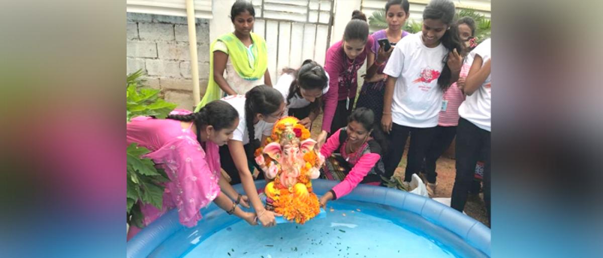 Eco-friendly immersion of Ganesh idol