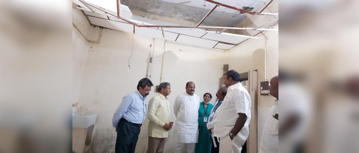 MLA Dr Akula Satyanarayana, GUDA chairman Ganni Krishna inspect ESI hospital in Rajahmundry