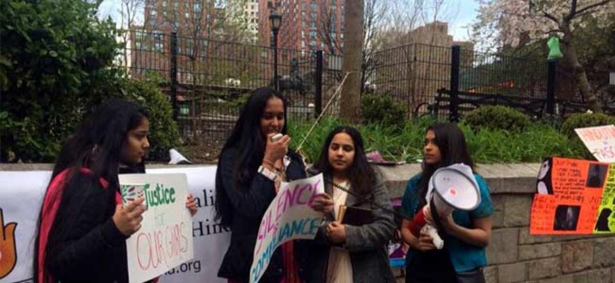 Justice rally in New York against Kathua, Unnao and Surat rapes