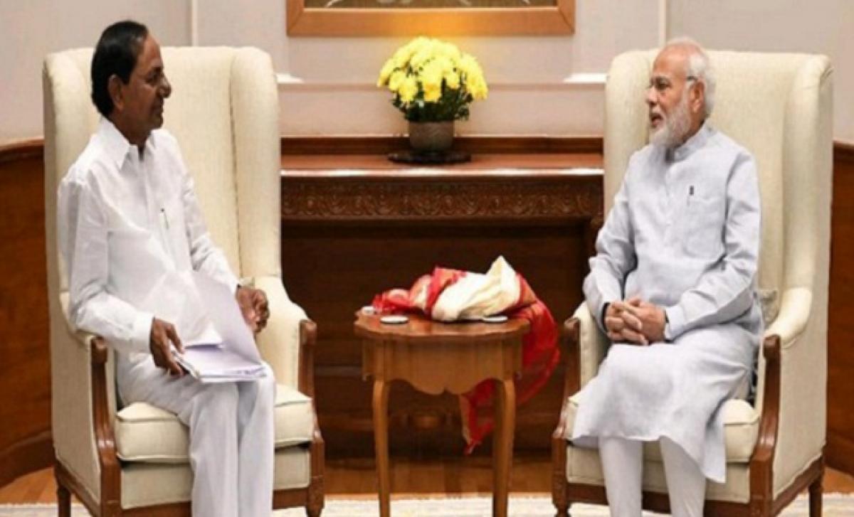 KCR meets PM Modi, seeks help for various development projects