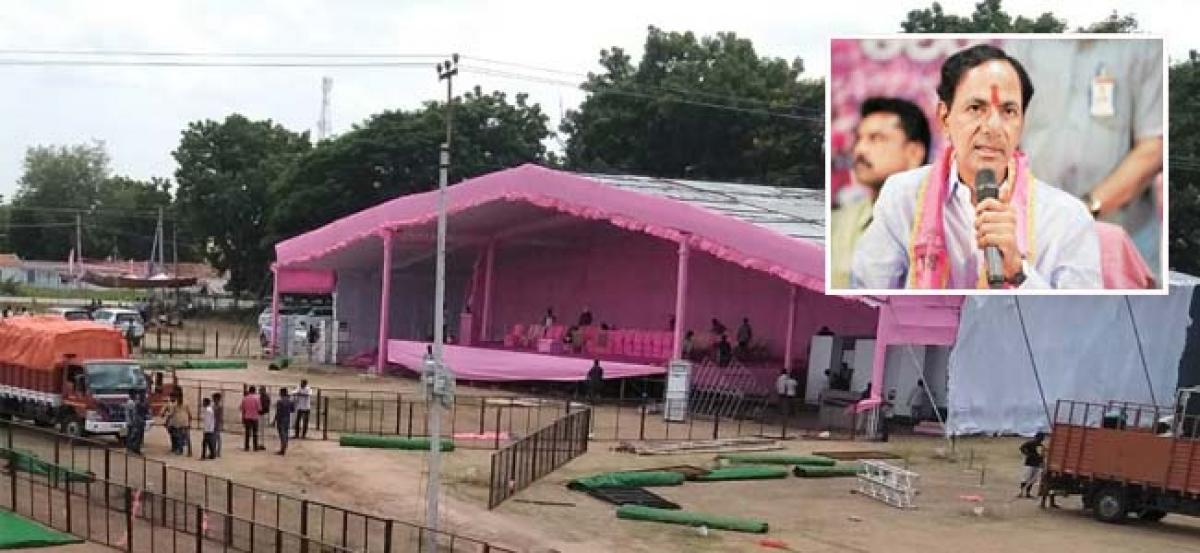 All set for KCR public meeting today in Husnabad