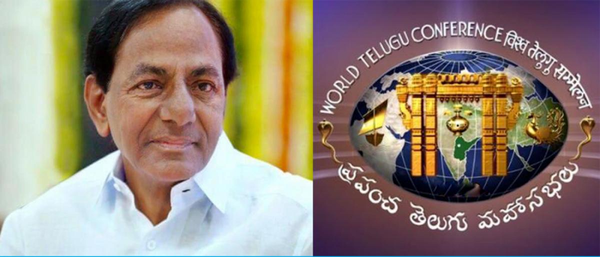 KCR launches World Telugu Conference website