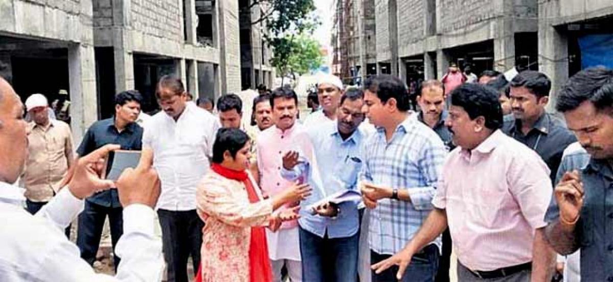 KTR inspects double bedroom housing works in Hyderabad