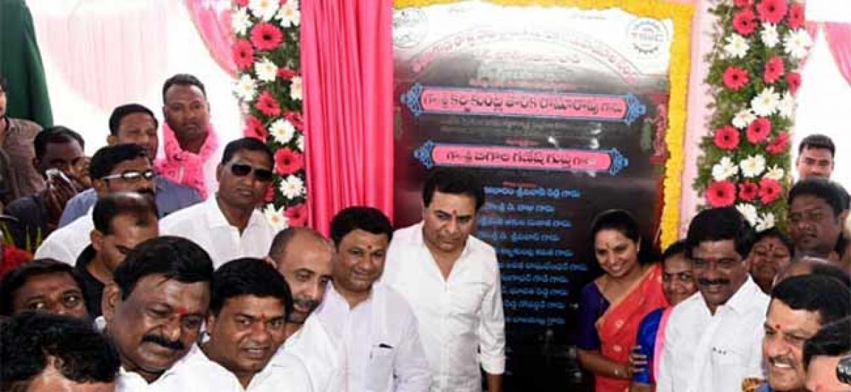 KTR lays foundation stone for IT Hub in Nizamabad