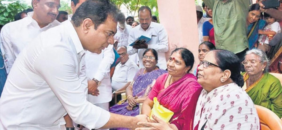 Kanti Velugu: KT Rama Rao makes surprise visits to two eye camps