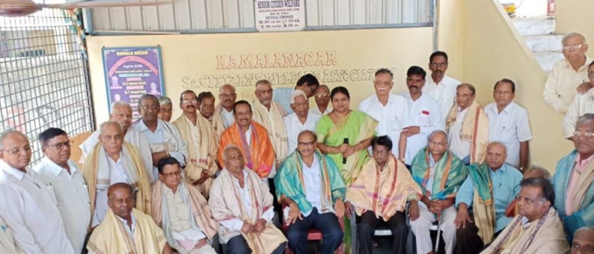 Corporator Pavani Reddy felicitates senior citizens