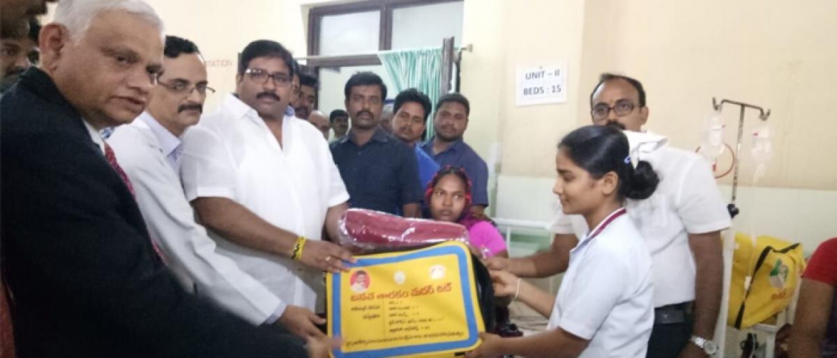 MLA Damacharla Janardhan distributes baby kits in RIMS Ongole