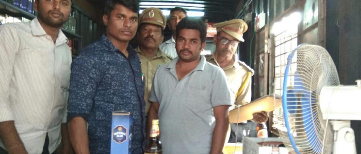Excise department raids liquor outlets charging high rates in Kothagudem