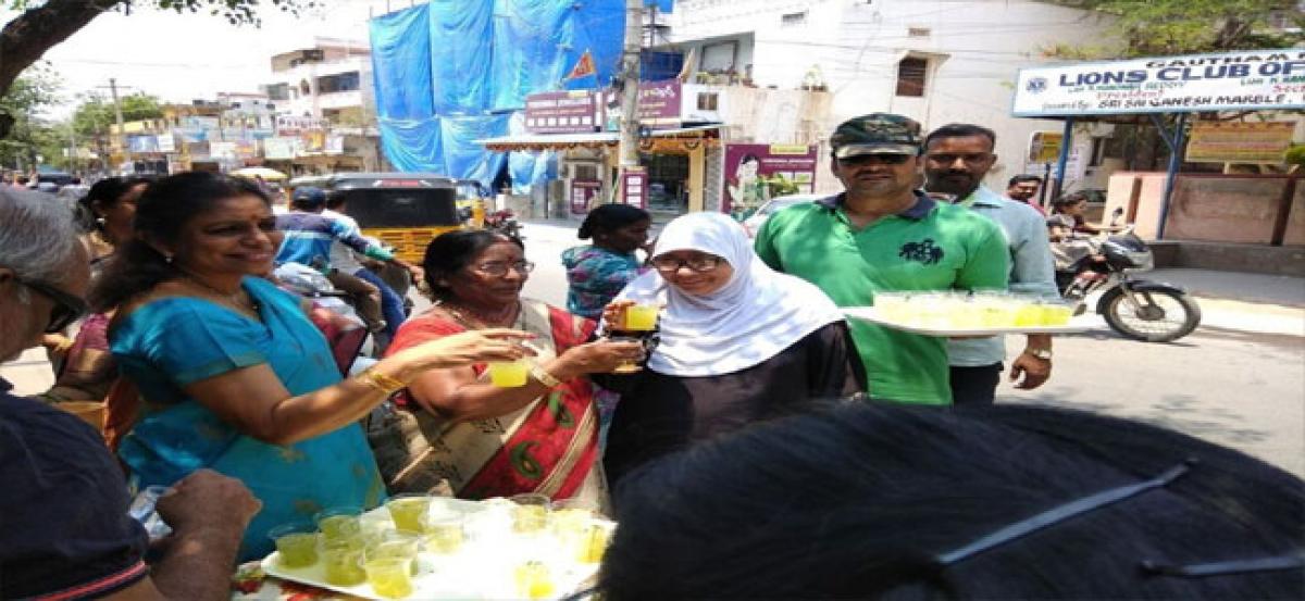 Mango juice served to people