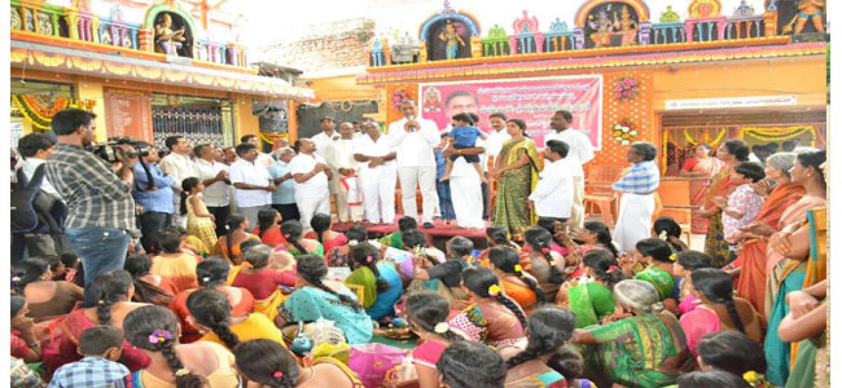Minister T Harish Rao performs special puja at Santoshimata shrine
