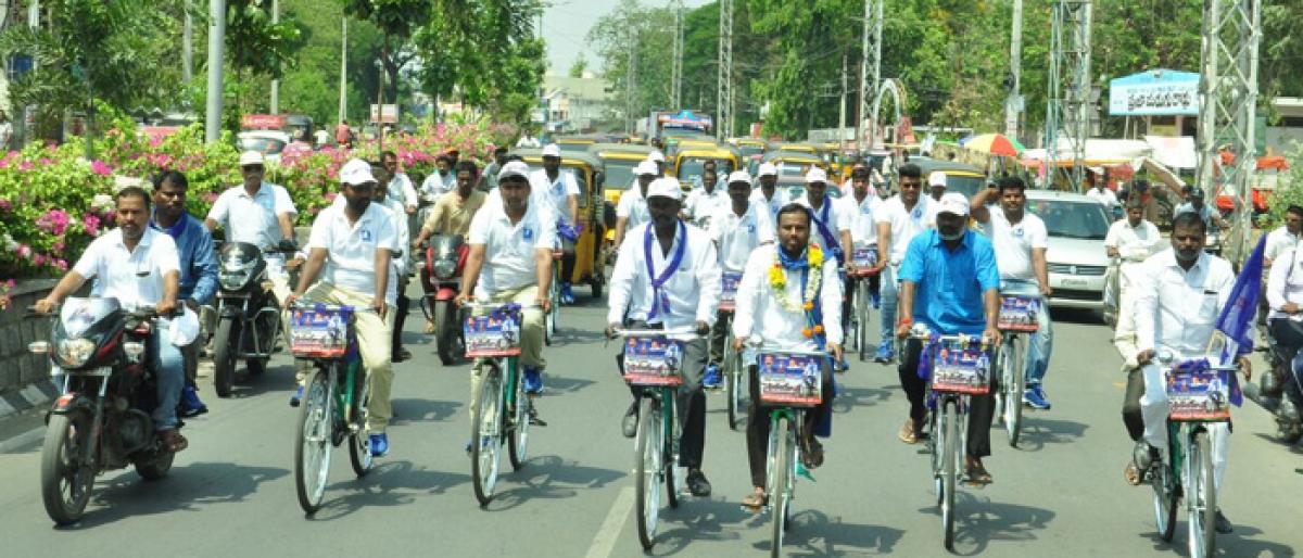MRPS conducts cycle yatra in Khammam for social change