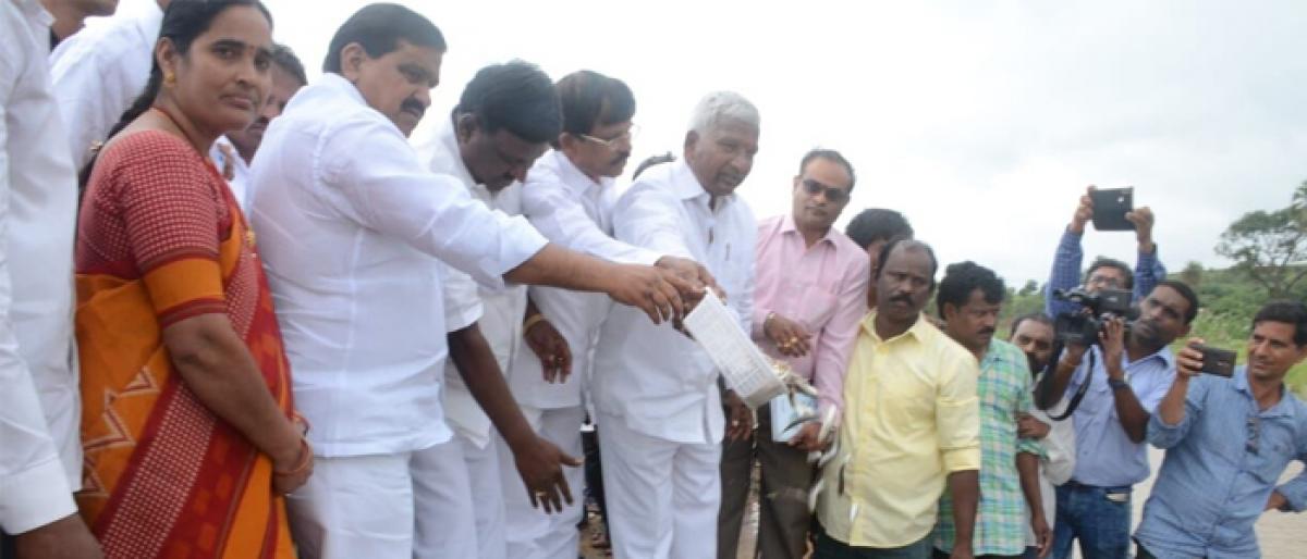 Minister Mahender Reddy releases fishlings in Nandivagu project